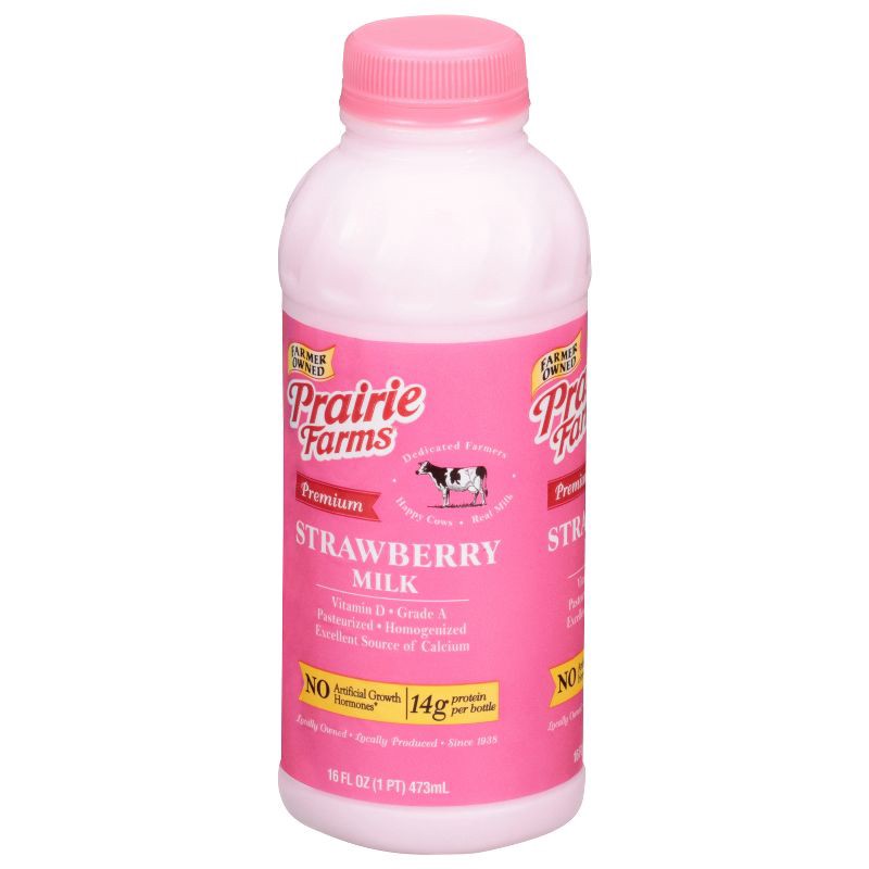 slide 3 of 4, Prairie Farms Premium Strawberry Milk - 16 fl oz, 16 fl oz