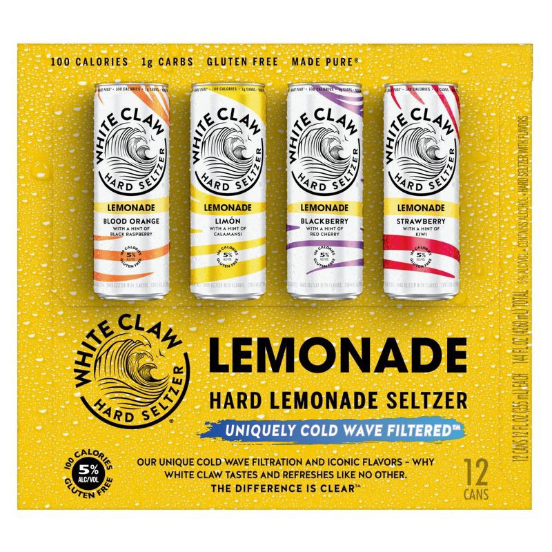 slide 3 of 6, White Claw Hard Seltzer White Claw Refresher Lemonade - 12pk/12 fl oz Cans, 12 ct; 12 fl oz