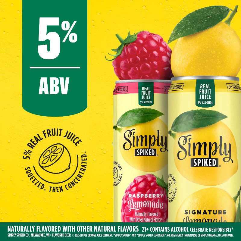 slide 2 of 9, Simply Spiked Lemonade Variety Pack - 12pk/12 fl oz Cans, 12 ct; 12 fl oz