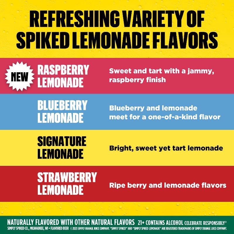 slide 3 of 9, Simply Spiked Lemonade Variety Pack - 12pk/12 fl oz Cans, 12 ct; 12 fl oz