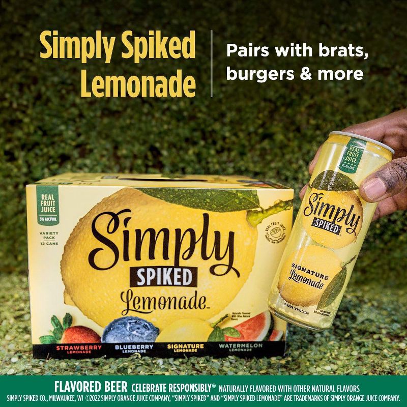 slide 5 of 9, Simply Spiked Lemonade Variety Pack - 12pk/12 fl oz Cans, 12 ct; 12 fl oz