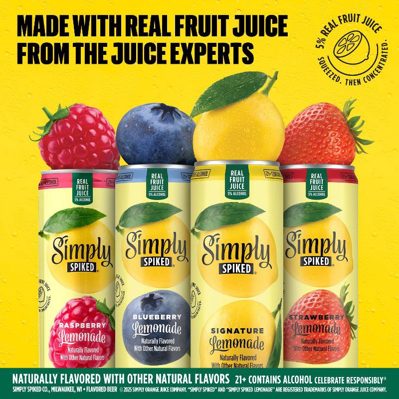 slide 6 of 9, Simply Spiked Lemonade Variety Pack - 12pk/12 fl oz Cans, 12 ct; 12 fl oz