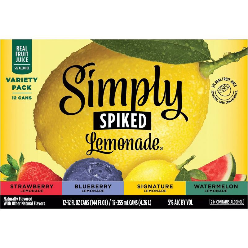 slide 7 of 9, Simply Spiked Lemonade Variety Pack - 12pk/12 fl oz Cans, 12 ct; 12 fl oz