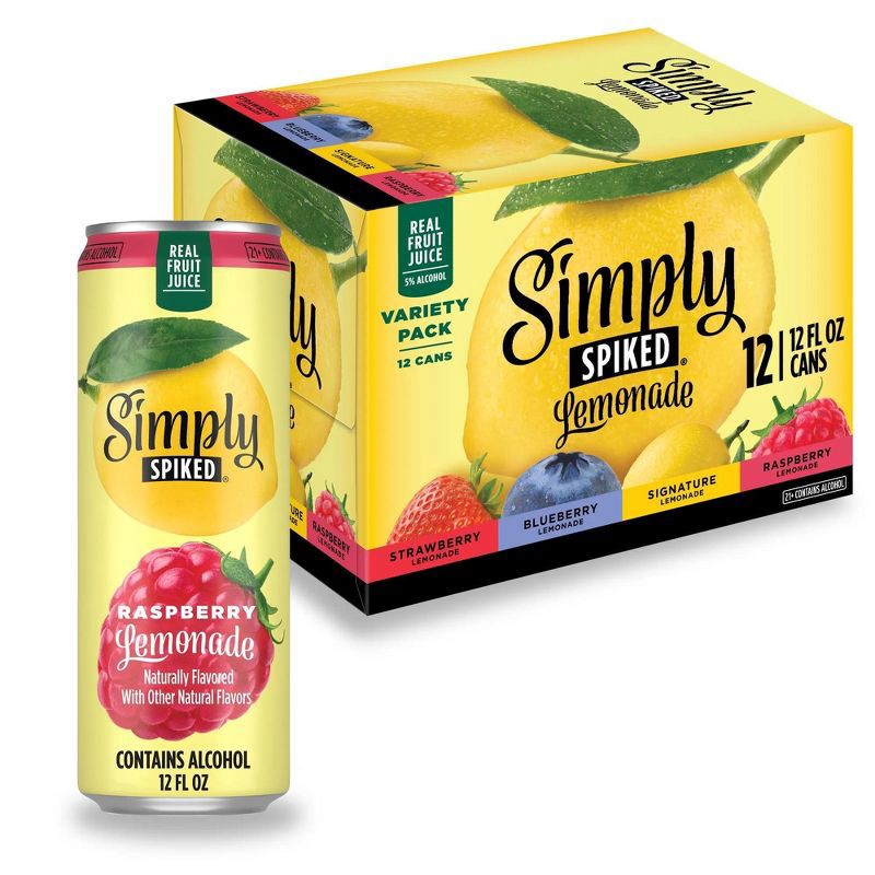 slide 1 of 9, Simply Spiked Lemonade Variety Pack - 12pk/12 fl oz Cans, 12 ct; 12 fl oz