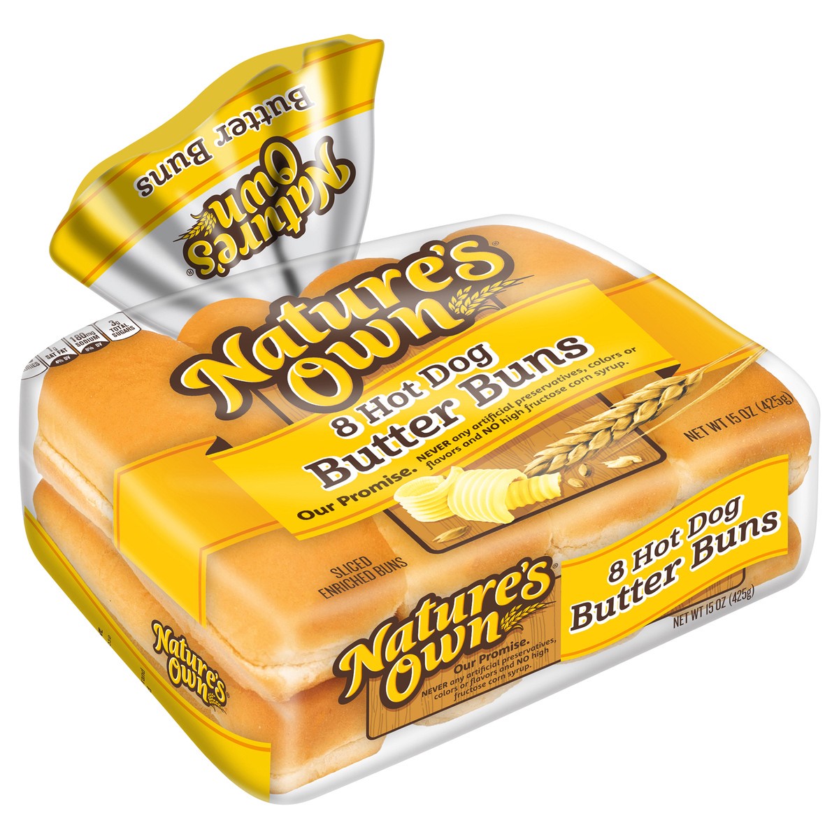 slide 2 of 9, Nature's Own Hot Dog Butter Buns, 8 ct; 15 oz