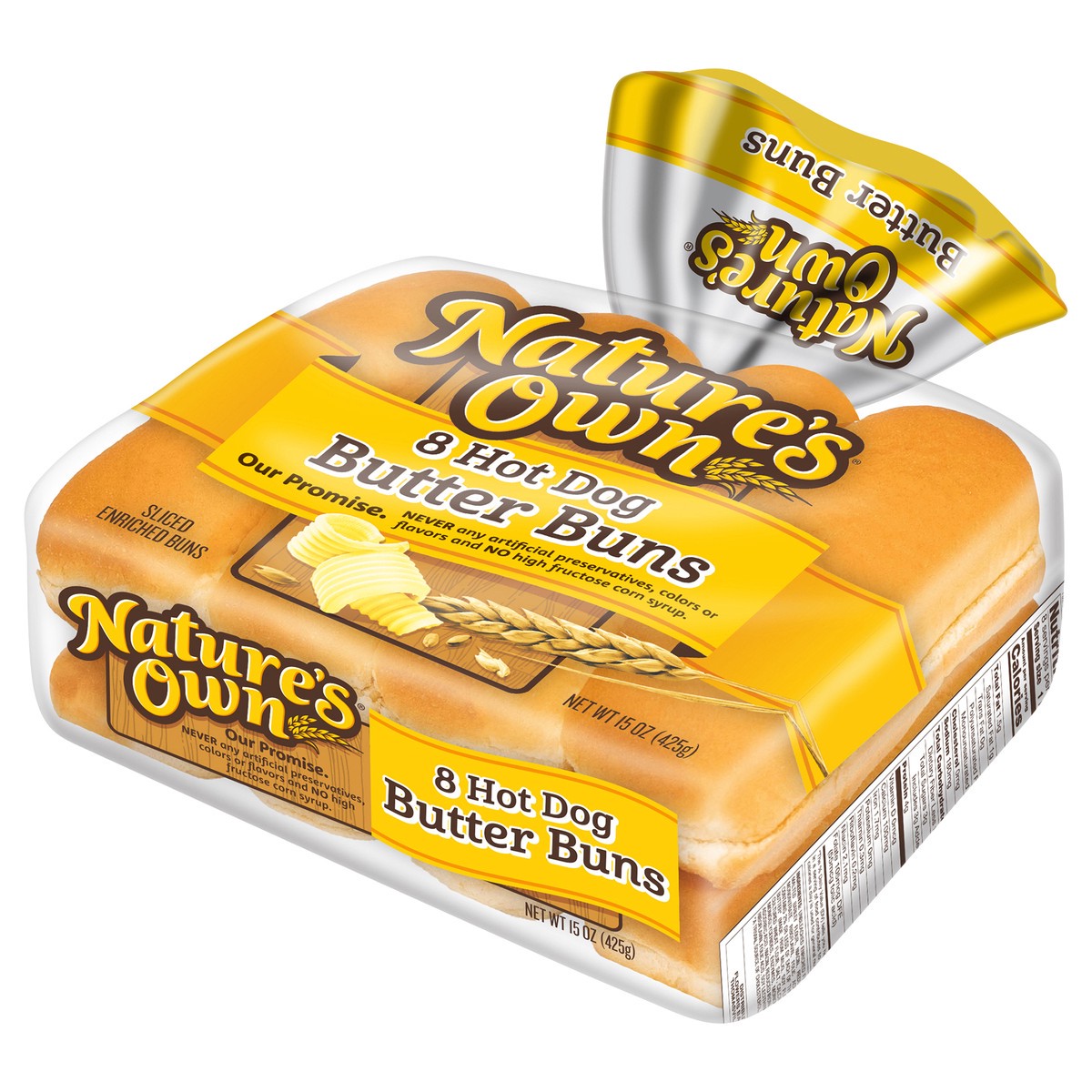 slide 3 of 9, Nature's Own Hot Dog Butter Buns, 8 ct; 15 oz