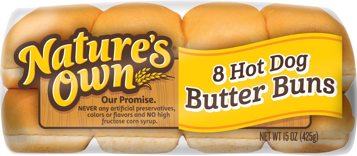 slide 6 of 9, Nature's Own Hot Dog Butter Buns, 8 ct; 15 oz