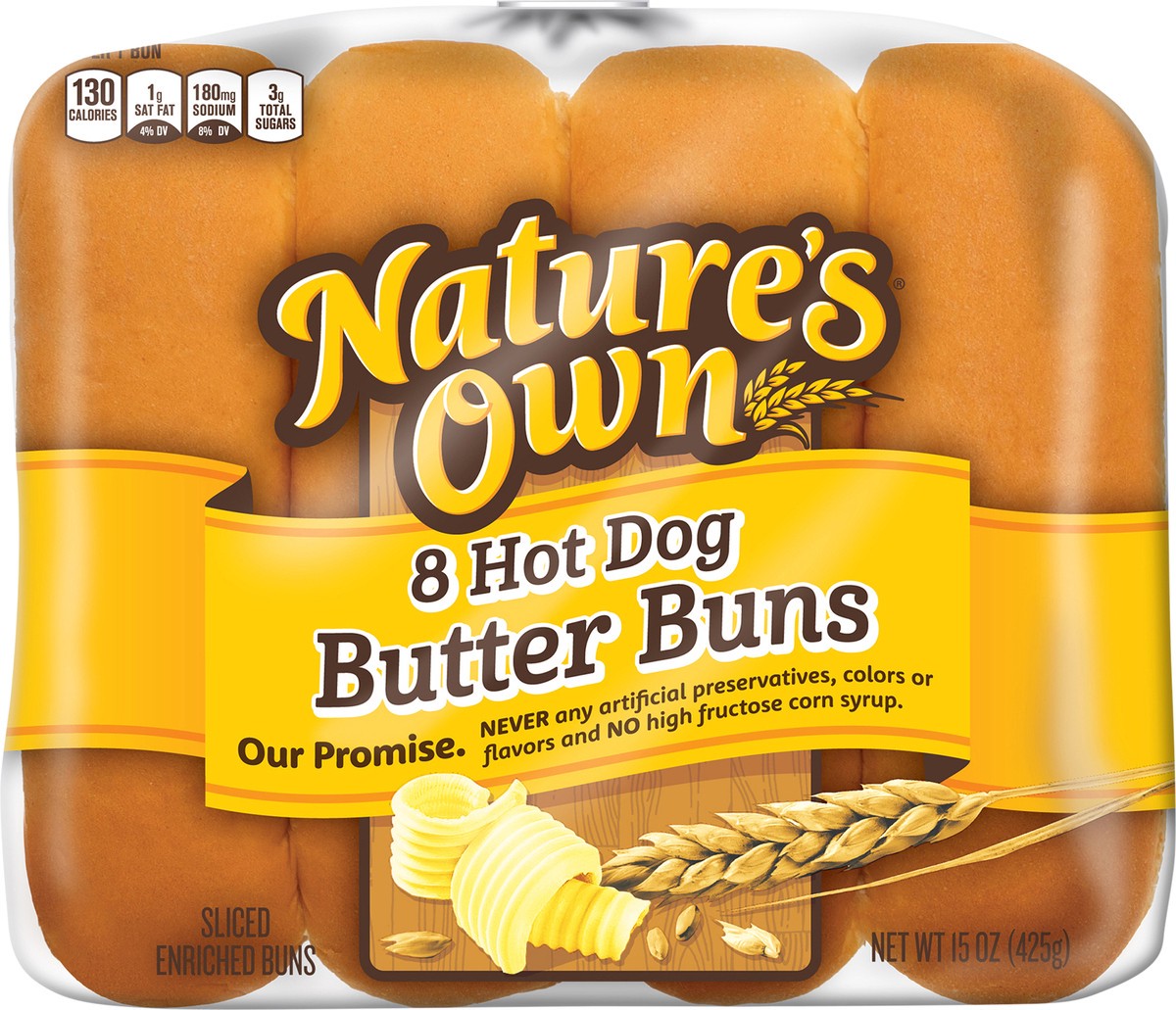 slide 9 of 9, Nature's Own Hot Dog Butter Buns, 8 ct; 15 oz