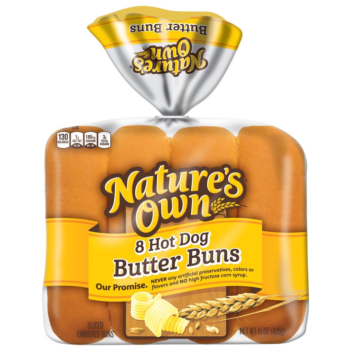 slide 1 of 9, Nature's Own Hot Dog Butter Buns, 8 ct; 15 oz