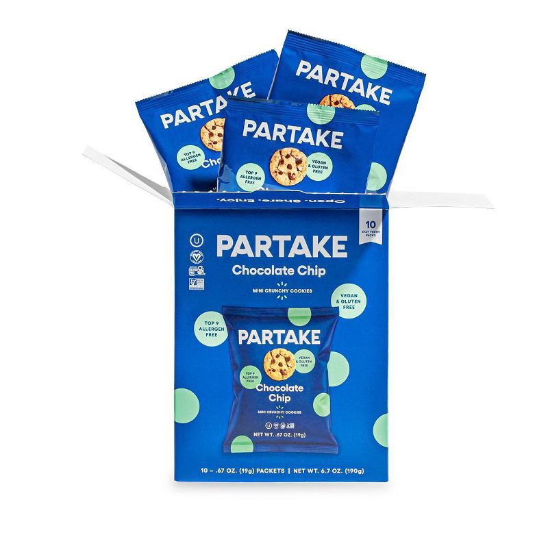 slide 3 of 8, Partake Crunchy Mini Chocolate Chip Cookie Snack Packs - 6.7oz/10ct, 6.7 oz, 10 ct