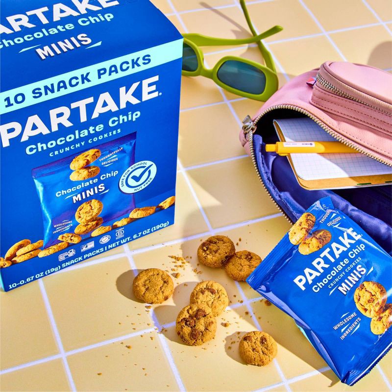 slide 3 of 10, Partake Crunchy Mini Chocolate Chip Cookie Snack Packs - 6.7oz/10ct, 6.7 oz, 10 ct
