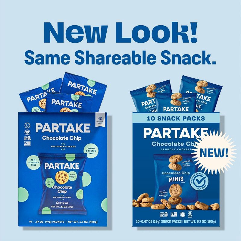 slide 5 of 10, Partake Crunchy Mini Chocolate Chip Cookie Snack Packs - 6.7oz/10ct, 6.7 oz, 10 ct