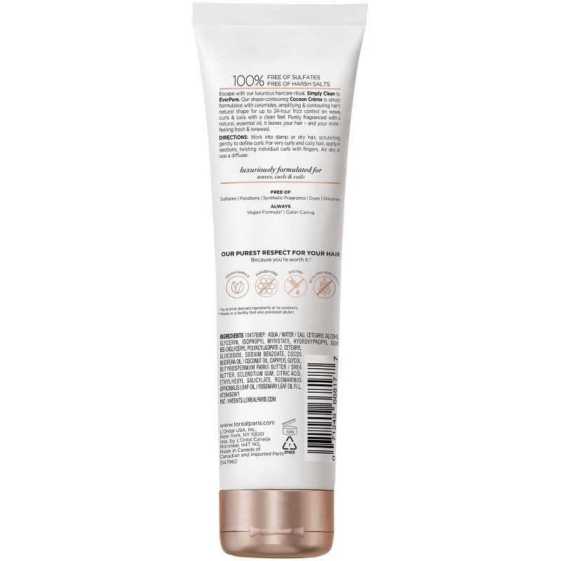 slide 4 of 8, L'Oreal Paris EverPure Simply Clean Curl Cocoon Creme Hair Treatment - 5.1 fl oz, 5.1 fl oz