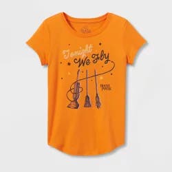 Girls' Hocus Pocus 'Tonight We Fly' Halloween Short Sleeve Graphic T-Shirt - Orange S