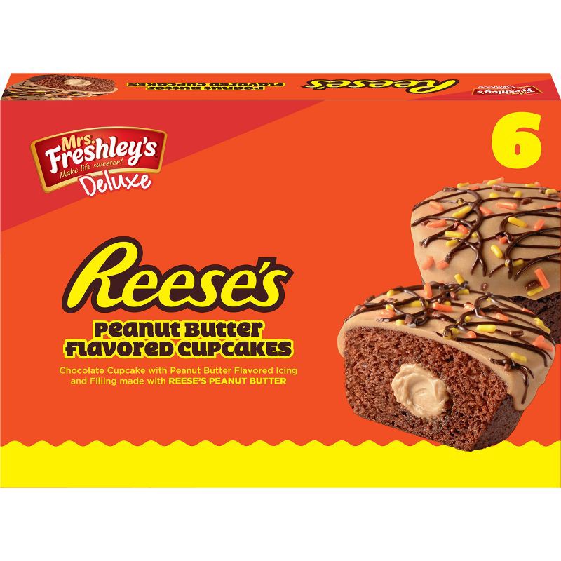 slide 2 of 10, Mrs. Freshley's Deluxe Reese's Peanut Butter Flavored Cupcakes - 6ct, 6 ct