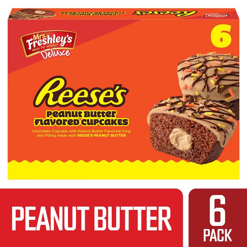 slide 3 of 10, Mrs. Freshley's Deluxe Reese's Peanut Butter Flavored Cupcakes - 6ct, 6 ct