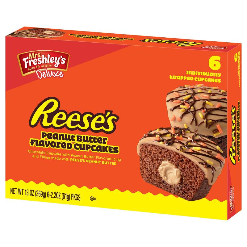 slide 9 of 10, Mrs. Freshley's Deluxe Reese's Peanut Butter Flavored Cupcakes - 6ct, 6 ct