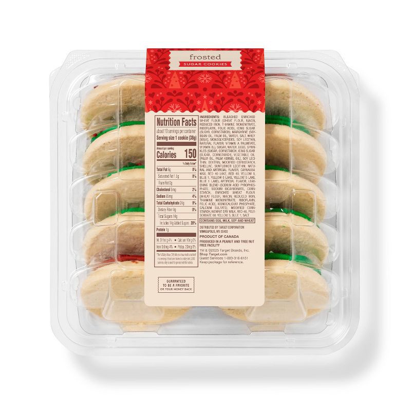 slide 2 of 3, Christmas Red & Green Frosted Sugar Cookies - 13.5oz/10ct - Favorite Day™, 10 ct; 13.5 oz