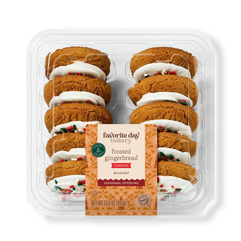 slide 1 of 3, Christmas Gingerbread Frosted Cookies - 13.5oz/10ct - Favorite Day™, 10 ct; 13.5 oz
