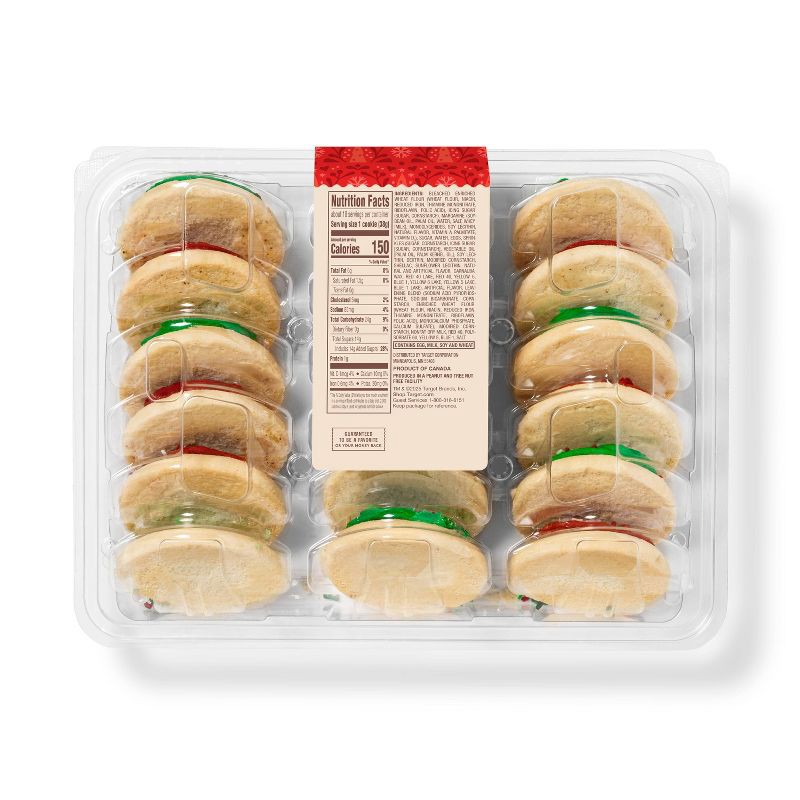 slide 2 of 3, Holiday Christmas Red & Green Frosted Sugar Cookies - 24.3oz/18ct - Favorite Day™, 24.3 oz, 18 ct