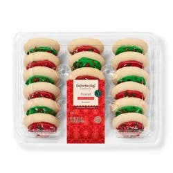 Holiday Christmas Red & Green Frosted Sugar Cookies - 24.3oz/18ct - Favorite Day™