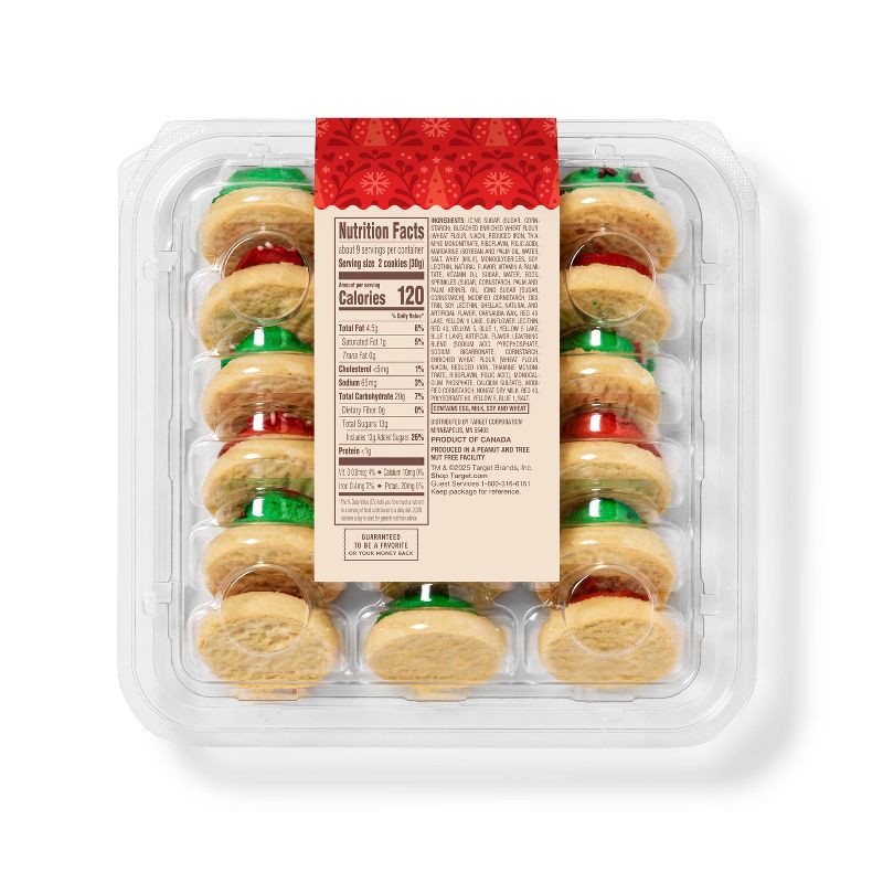 slide 2 of 3, Christmas Red & Green Mini Frosted Sugar Mini Cookies - 9.4oz/18ct - Favorite Day™, 9.4 oz, 18 ct