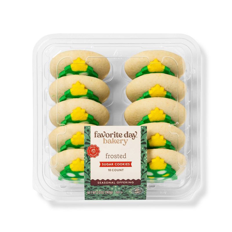 slide 1 of 3, Christmas Tree Frosted Cookies - 13.1oz/10ct - Favorite Day™, 13.1 oz, 10 ct