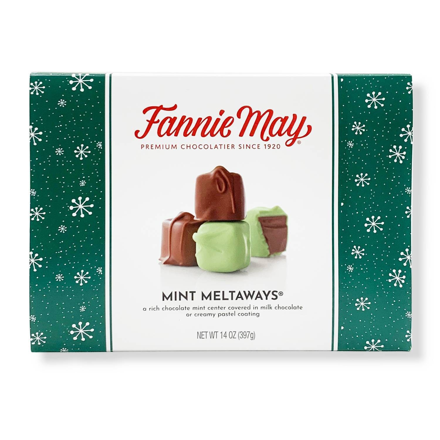 slide 1 of 2, Fannie May Mint Meltaways Boxed Milk Chocolate, 14 oz