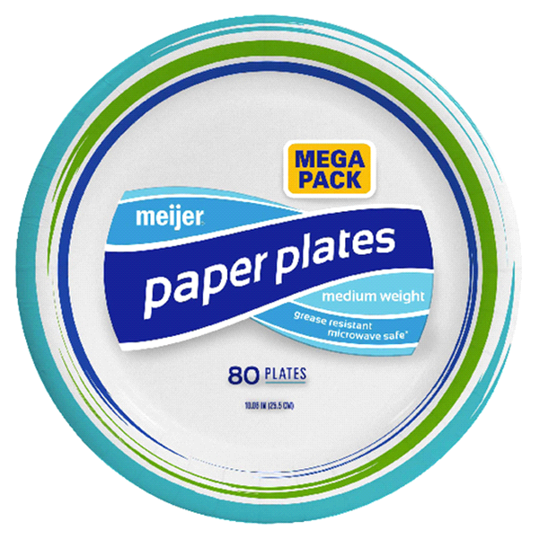 slide 1 of 1, Meijer 10'' Medium Weight Paper Plates, Mega Pack, 80 ct