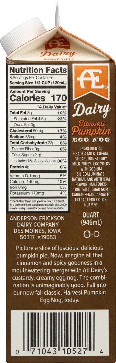 slide 7 of 9, Anderson Erickson Dairy Harvest Pumpkin Egg Nog 946 ml, 946 ml