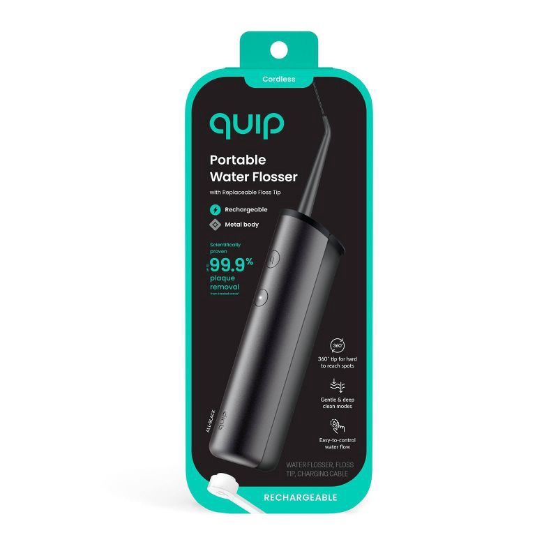 slide 2 of 14, quip Cordless Rechargeable 2-Pressure Modes Metal Countertop Water Flosser, 1 ct