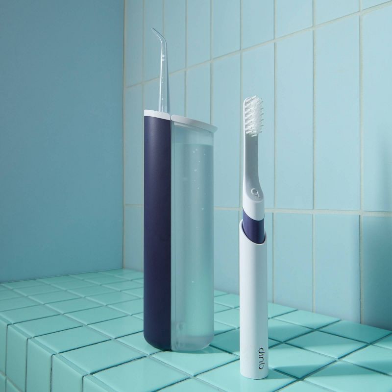 slide 12 of 14, quip Cordless Rechargeable 2-Pressure Modes Metal Countertop Water Flosser, 1 ct