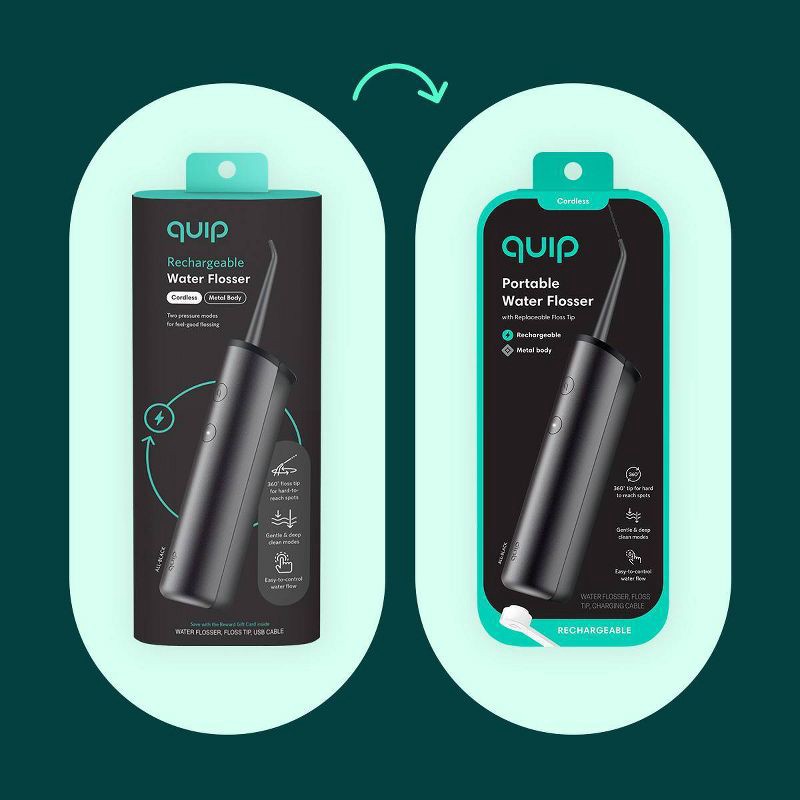 slide 4 of 7, quip Rechargeable Cordless Water Flosser - Metal Modes + 360 Tip, 1 ct