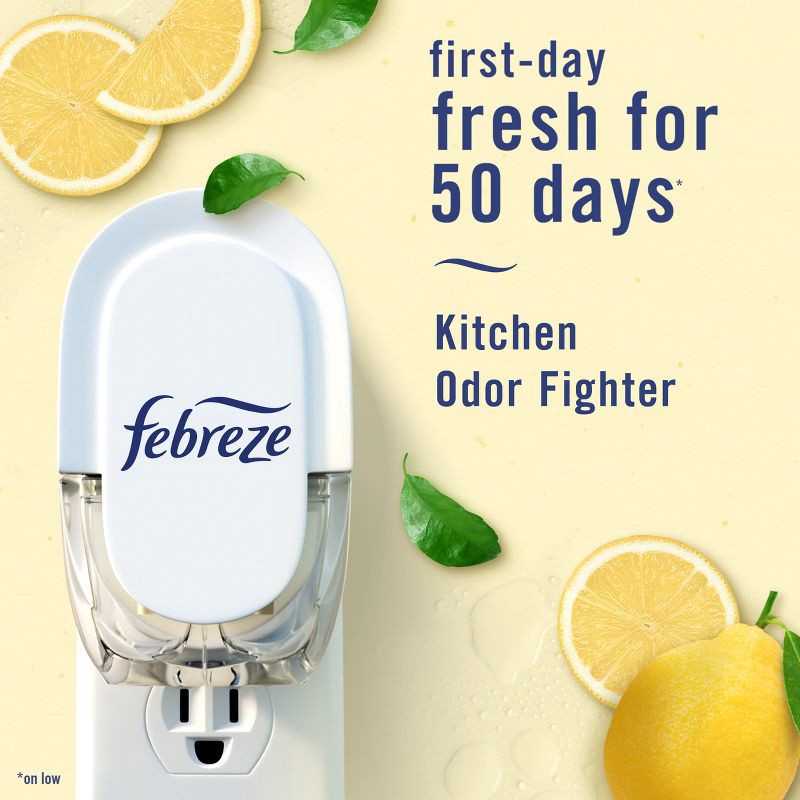 slide 4 of 13, Febreze Kitchen Fade Defy Plug Air Freshener - Fresh Lemon - 2pk, 2 ct