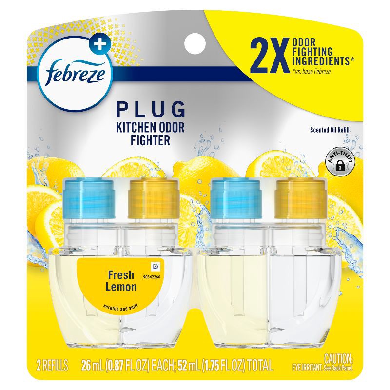 slide 9 of 13, Febreze Kitchen Fade Defy Plug Air Freshener - Fresh Lemon - 2pk, 2 ct