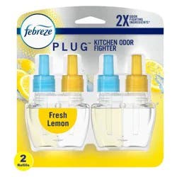 Febreze Kitchen Fade Defy Plug Air Freshener - Fresh Lemon - 2pk: Electric, Adjustable Fragrance Setting, 1.75 oz
