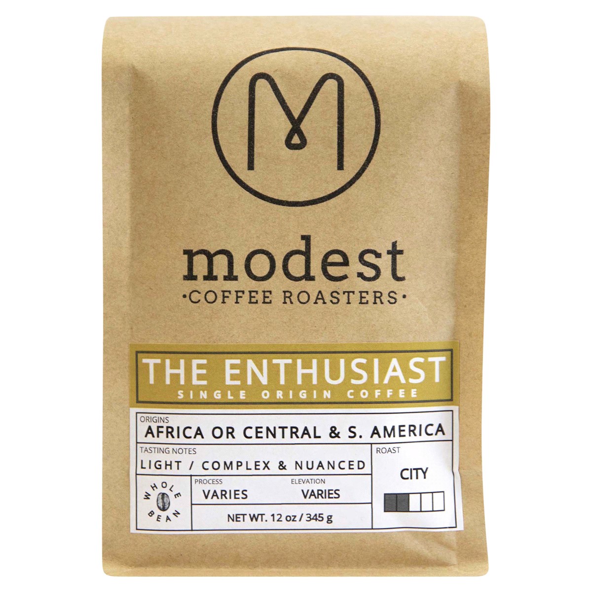 slide 1 of 2, Modest Coffee Roasters Single Origin The Enthusiast - 12 Oz, 12 oz