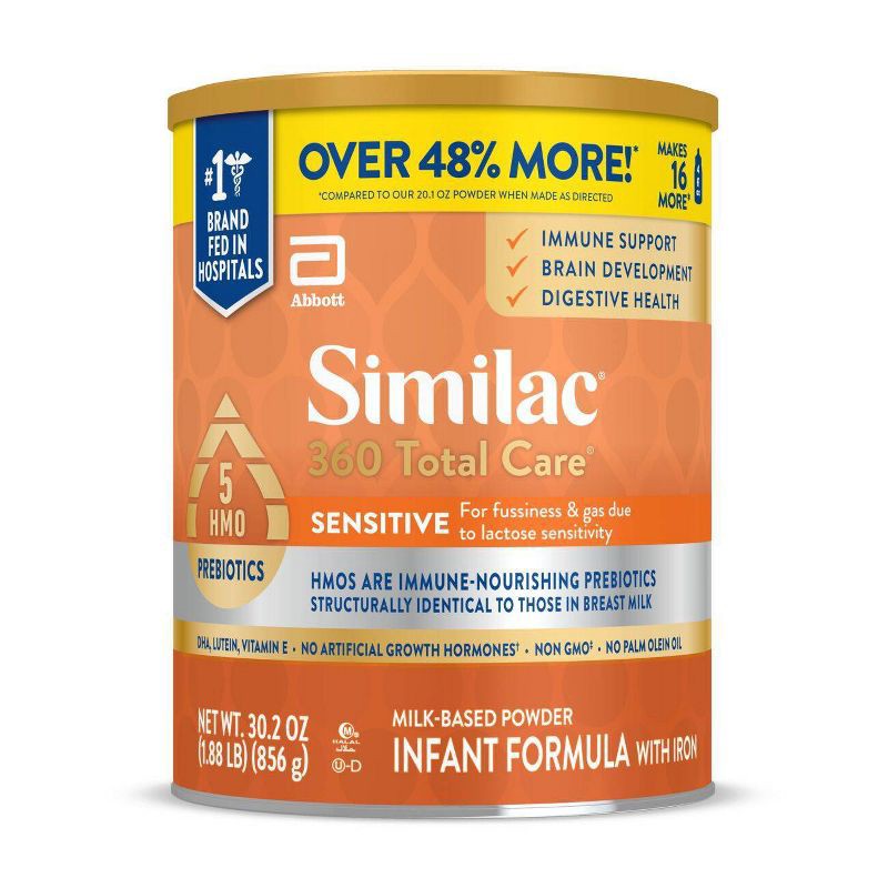 slide 1 of 14, Similac 360 Total Care Sensitive Non-GMO Infant Formula Powder - 30.2oz, 30.2 oz