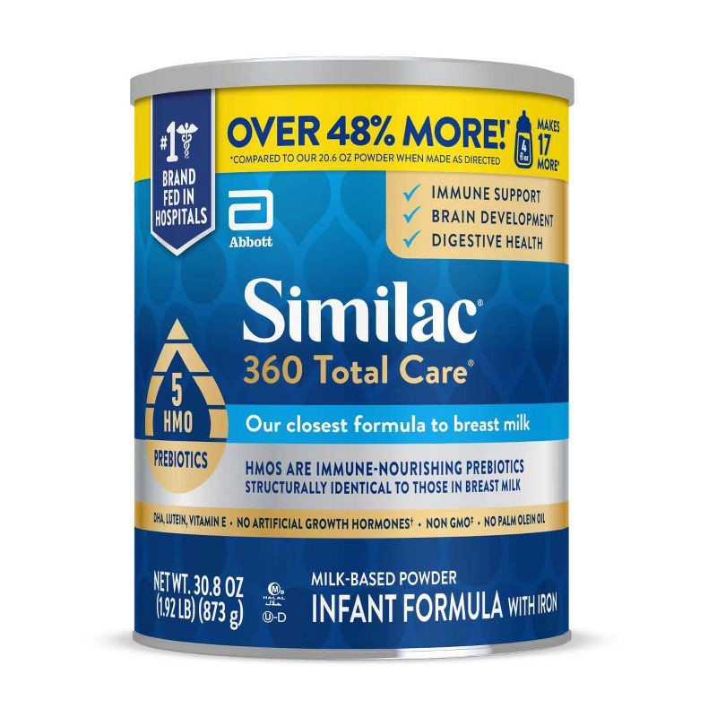 slide 1 of 14, Similac 360 Total Care Non-GMO Infant Formula Powder - 30.8oz: Kosher, Halal, Gluten-Free, Mix, 30.8 oz