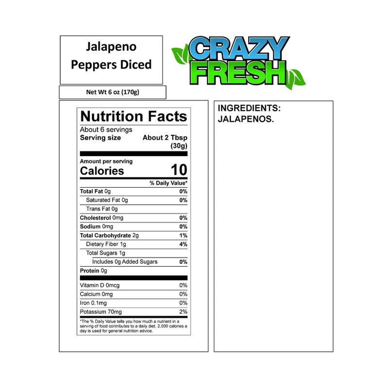 slide 5 of 7, Crazy Fresh Diced Jalapeno Pepper - 6oz, 6 oz