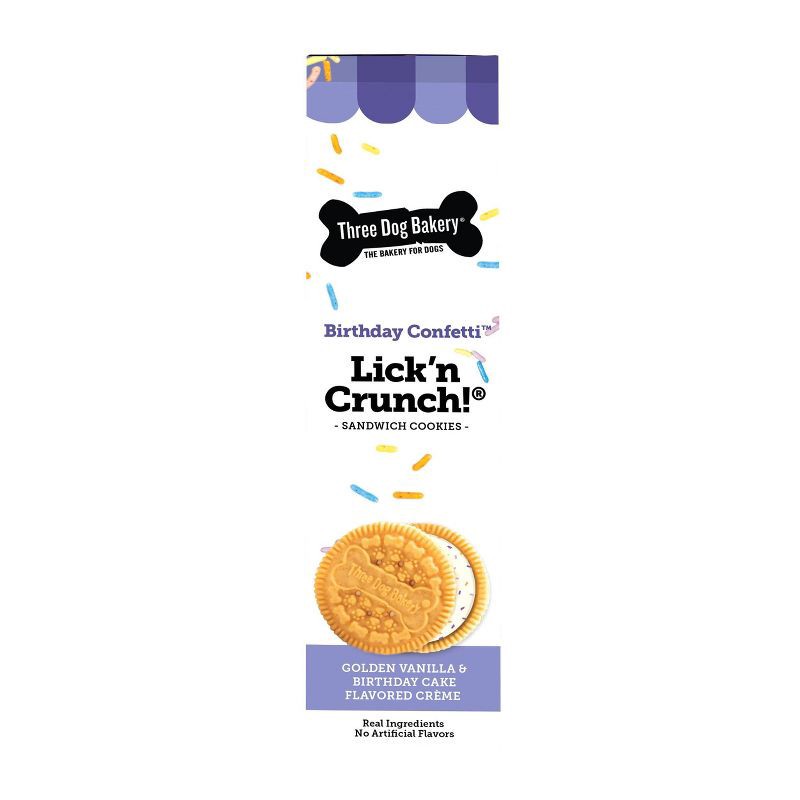 slide 5 of 6, Three Dog Bakery Birthday Cake Lick 'n Crunch Vanilla Flavor Dog Treats - 13oz, 13 oz