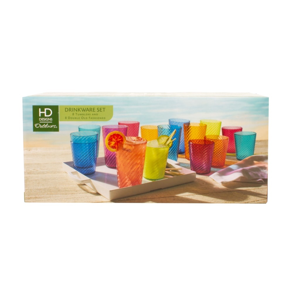 slide 1 of 1, HD Designs Outdoors Acrylic Drinkware Set, 16 ct