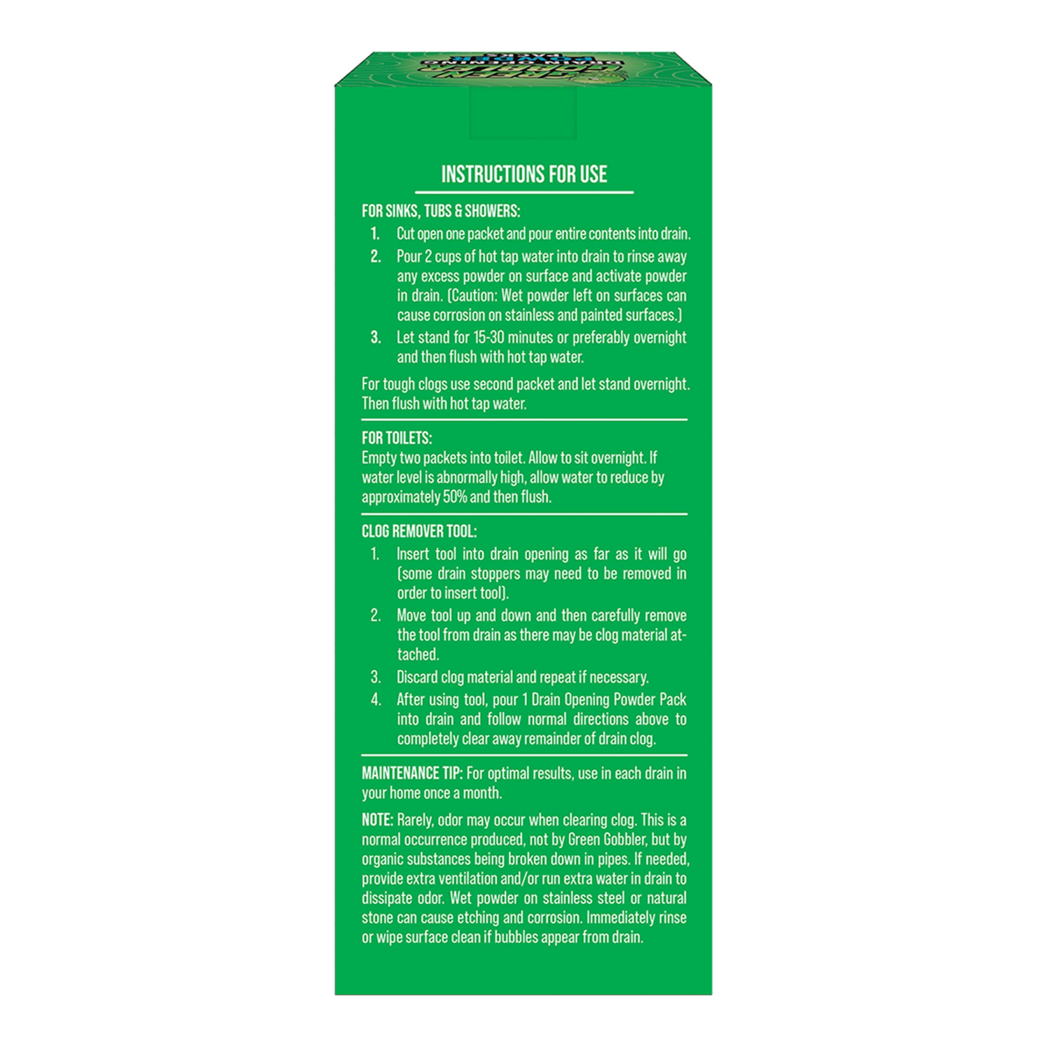 slide 7 of 8, Green Gobbler Drain Opening Pacs 3 - 6.53 oz Packs, 3 ct