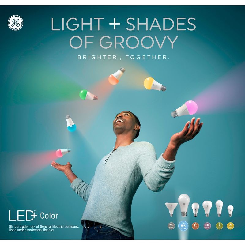 slide 3 of 5, General Electric GE 2pk Remote Included LED+ Decorative Color Changing Light Bulbs, 2 ct