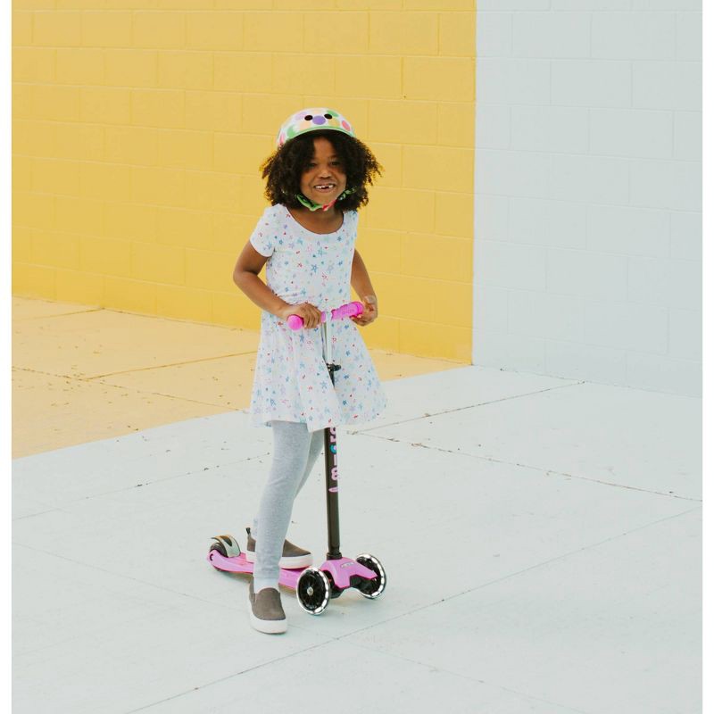 slide 4 of 4, Micro Kickboard Maxi Kick Scooter with LED Lights - Pink: Adjustable Handlebar, 3 Wheels, 1 ct