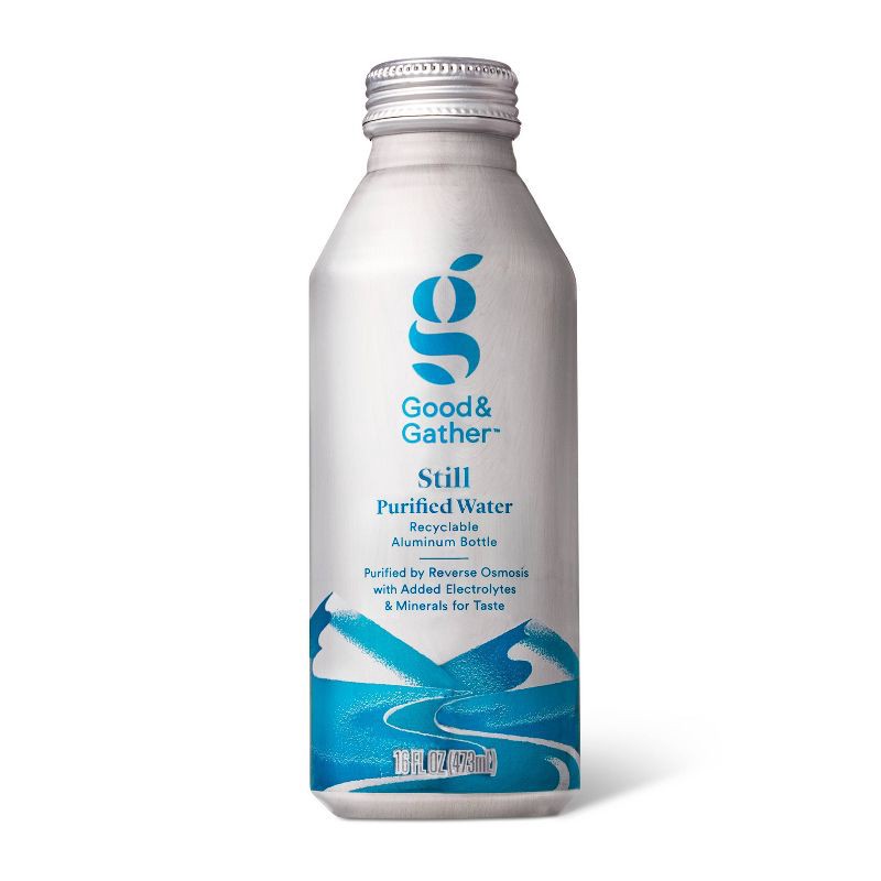 slide 1 of 3, Still Purified Water + Electrolytes - 16 fl oz Aluminum Bottle - Good & Gather™, 16 fl oz