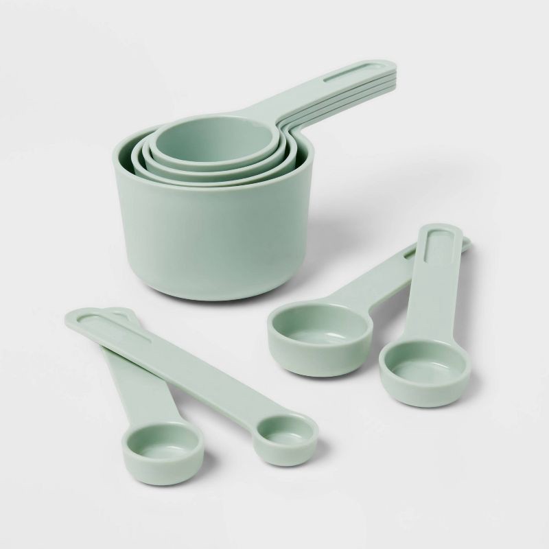 slide 1 of 3, Measuring Cup Set Mint Green - Room Essentials™: 8-Piece Dishwasher-Safe Polypropylene Measure Spoons, 1 ct
