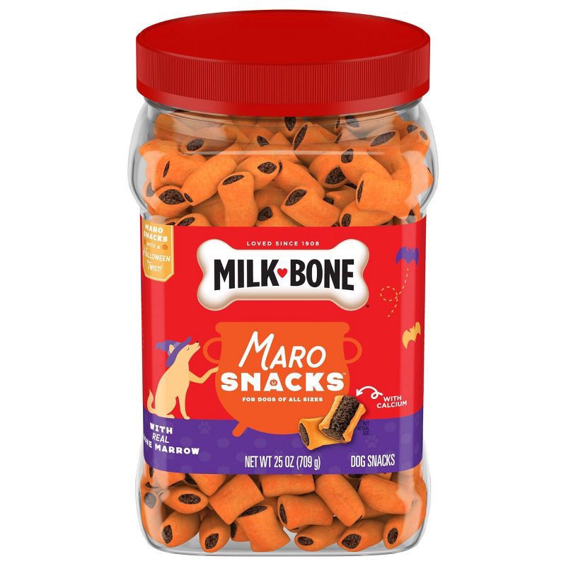 slide 1 of 4, Milk-Bone Orange Maro in Bone Marrow Flavored Halloween Snacks Dog Treats - 25oz, 25 oz