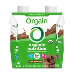 Orgain Organic Nutrition 4 Pack Creamy Chocolate Fudge Flavored Nutritional Shake 4 - 11 fl oz Cartons