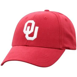 NCAA Oklahoma Sooners Structured Brushed Cotton Vapor Ballcap: Adjustable Dark Red Baseball Hat